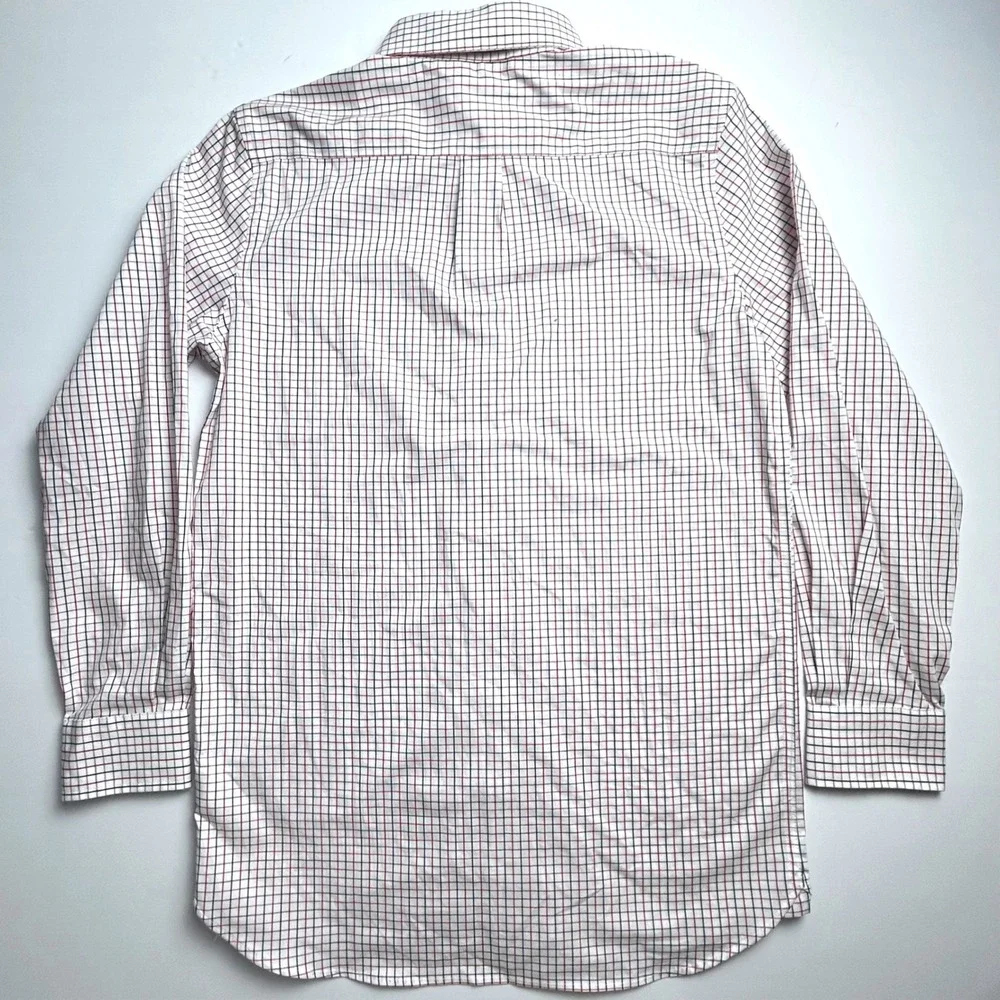 GAP Kids‎ XXL 14-16 White Red Blue Plaid Non-Iron Long Sleeve Button Down Shirt